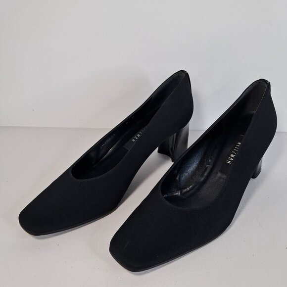 Stuart Weitzman Black Slip-On Block Heel Pumps Size 8B - Picture 2 of 13